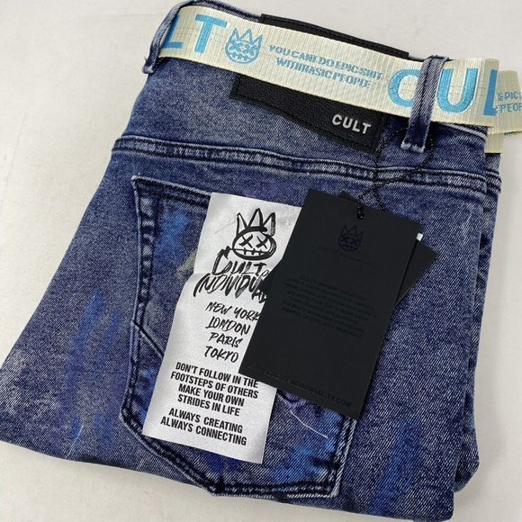 Cult Of Individuality Men's 38 Punk‎ Super Skinny Stretch Destroyed Denim Jeans - Picture 1 of 9